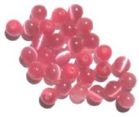 30 6mm Round Dark Pink Fiber Optic Cat Eye Beads